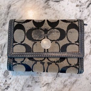 Coach Jacquard Black-Brown Tri-Fold Wallet
